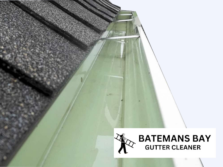 
The photograph exhibits a Batemans Bay gutter without any debris in view.